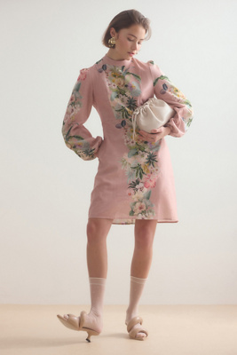 Kachel Cotton-Linen Long-Sleeve Floral Mini Dress