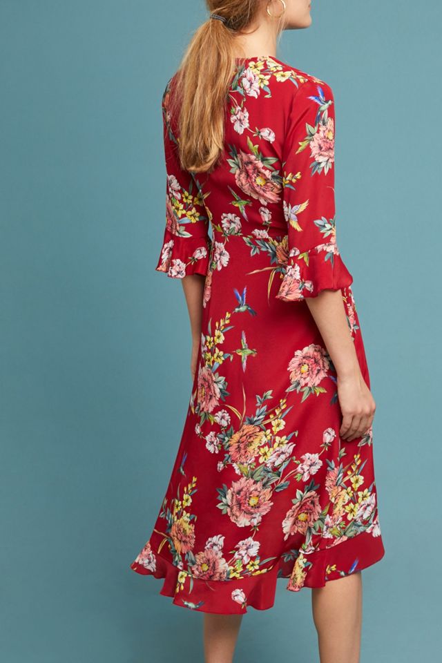 Kachel Ruffle-Printed Wrap Midi Dress #3