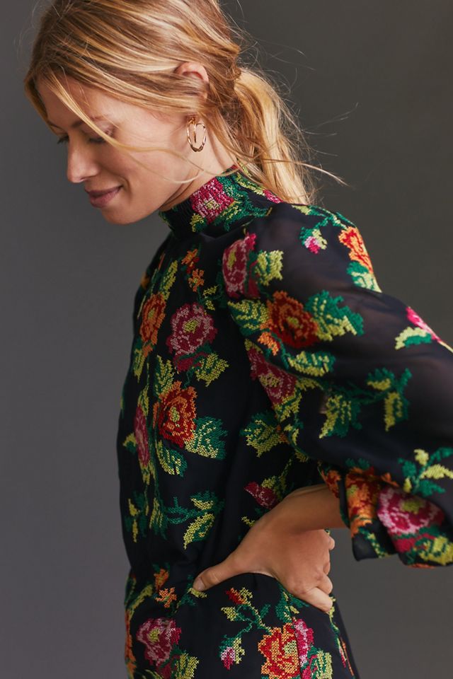Eva Franco Embroidered Mini Shift Dress | Anthropologie