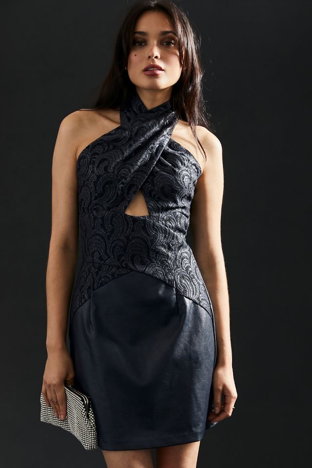 Eva Franco Faux Leather Twofer Dress