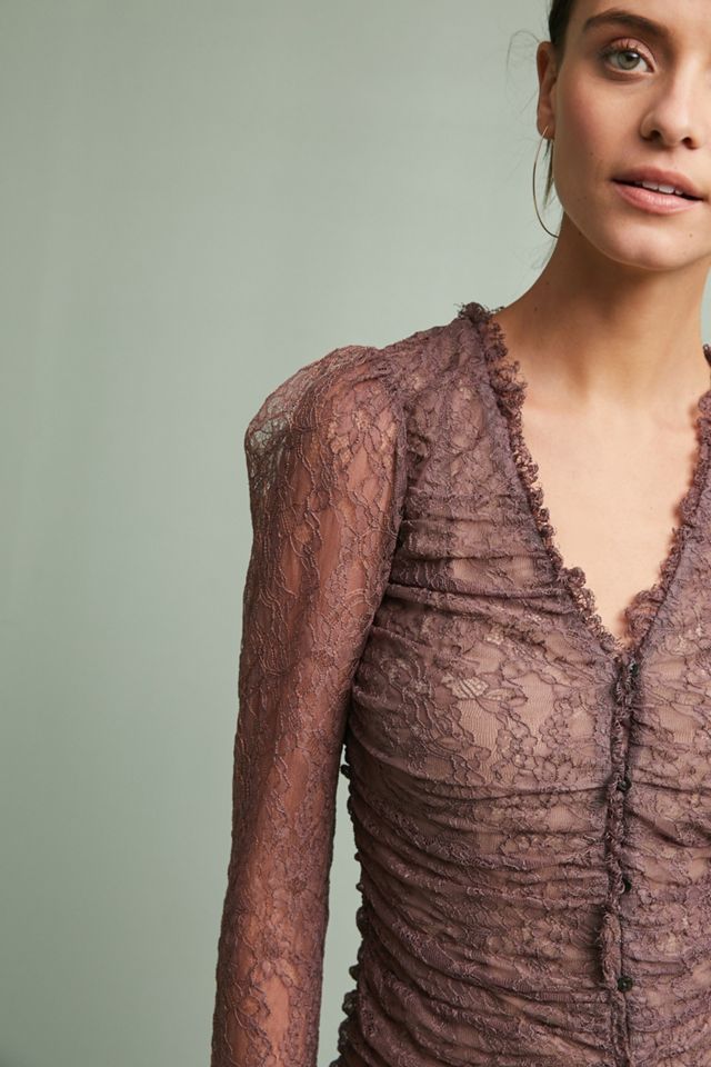 Ruched Lace Mini Dress #1