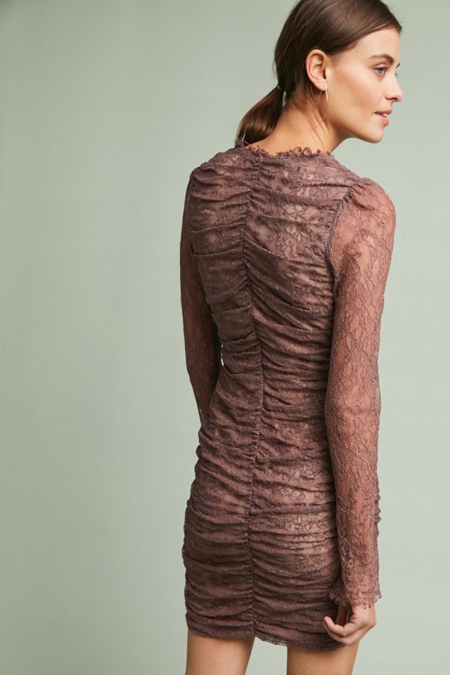 Ruched Lace Mini Dress #2