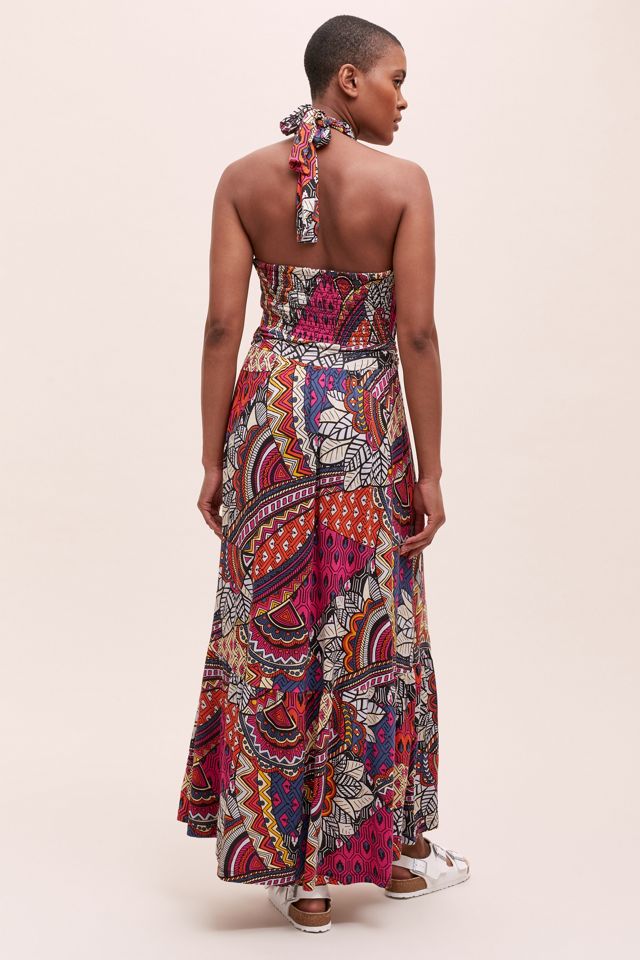 chinese dress ladies Anthropologie Blue & Yellow Maxi 