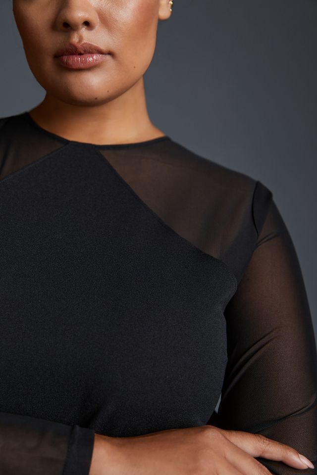 DOLAN Sheer-Sleeve Dress #6