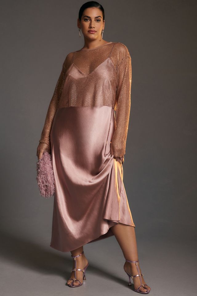 DOLAN Mesh Slip Twofer Midi Dress #4
