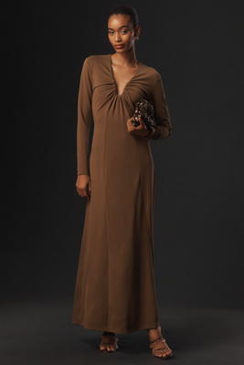 Dolan Left Coast Long-Sleeve Plunge Knit Maxi Dress