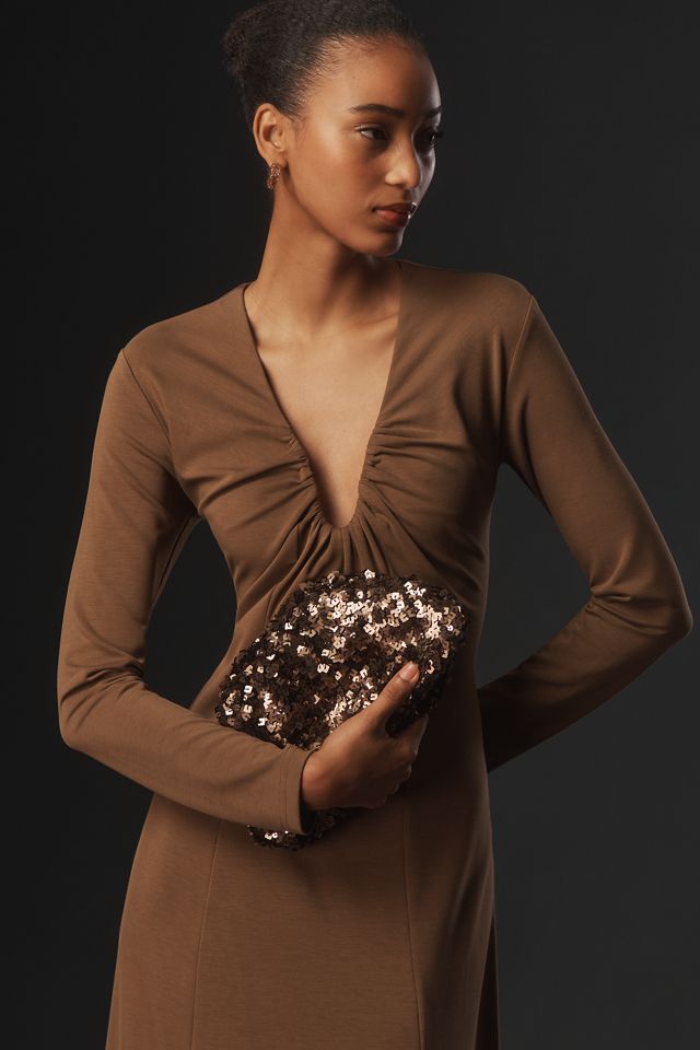 Dolan Left Coast Long-Sleeve Plunge Knit Maxi Dress #2