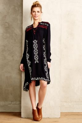 Embroidered Peasant Dress