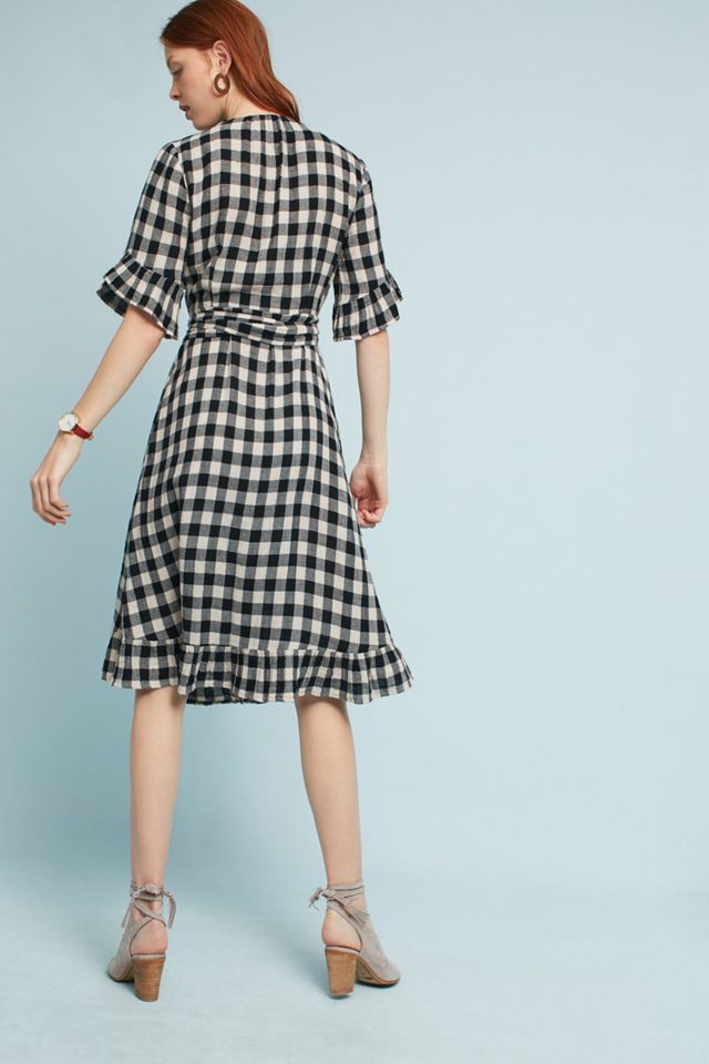 Gingham Flutter Wrap Dress #2
