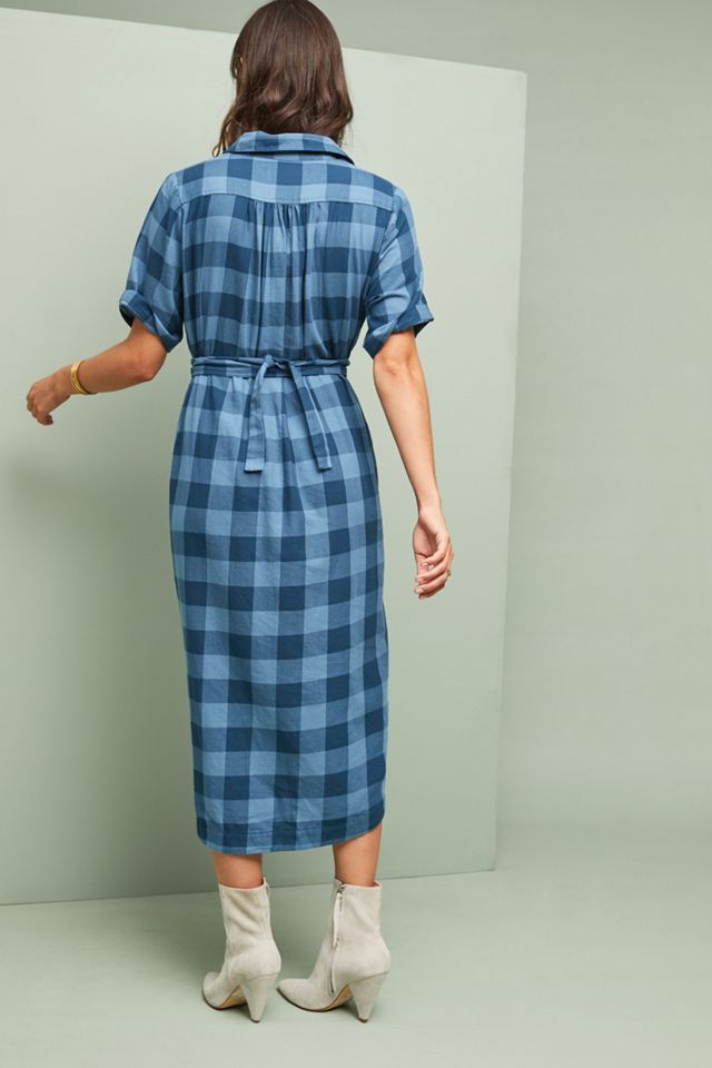 blue buffalo plaid dress Shamrock & Bow Smocked Dress in Royal Blue Buffalo Check