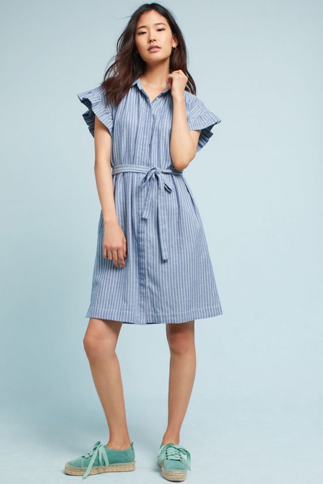 Piper Flutter-Sleeve Shirtdress #1