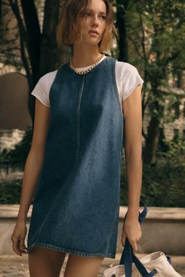 how to wear boots with formal dress MARGHI LO' Blue Wool Long Sleeve Shift Dress main image 0