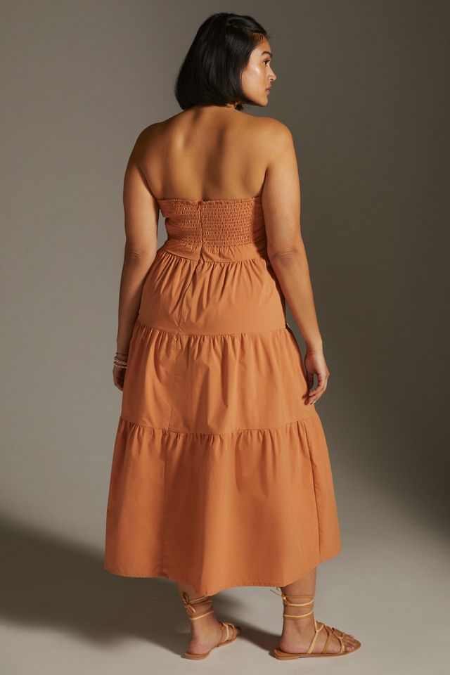 Strapless Tie-Front Midi Dress #7