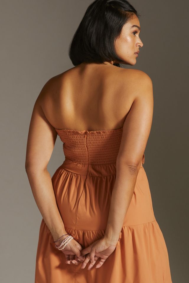 Strapless Tie-Front Midi Dress #8