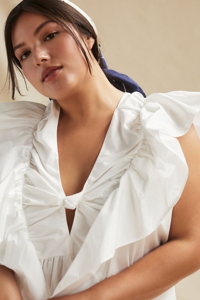 Blue Tassel Ruffled Waistless Mini Dress #7