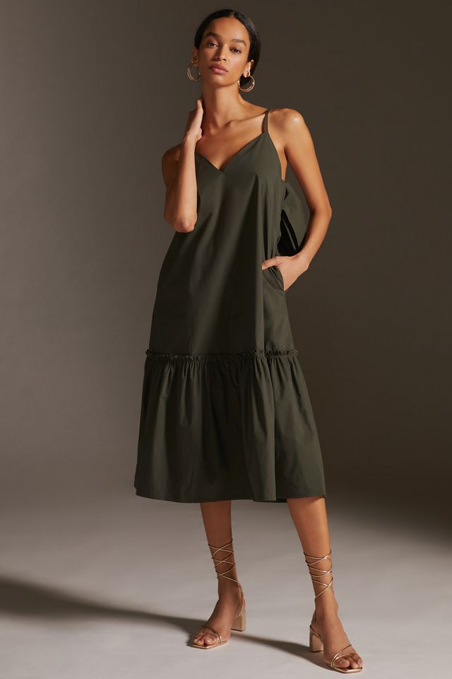 anthropologie blue tassel dress V-Neck Bow-Back Midi Twist Asymmetrical Chiffon Bridesmaid Silk V Dress Size:3X-Large 26