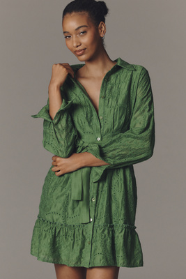 Greylin Tabitha Long-Sleeve Embroidered Mini Dress