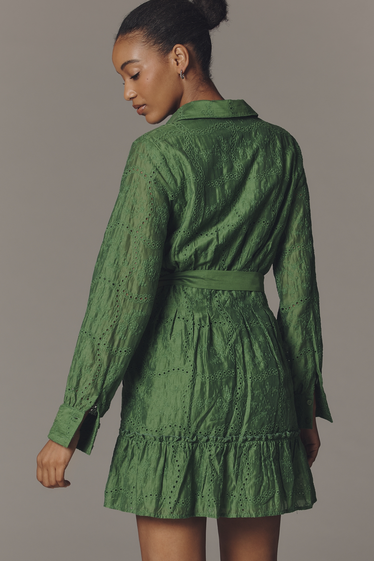 Greylin Tabitha Long-Sleeve Embroidered Mini Dress