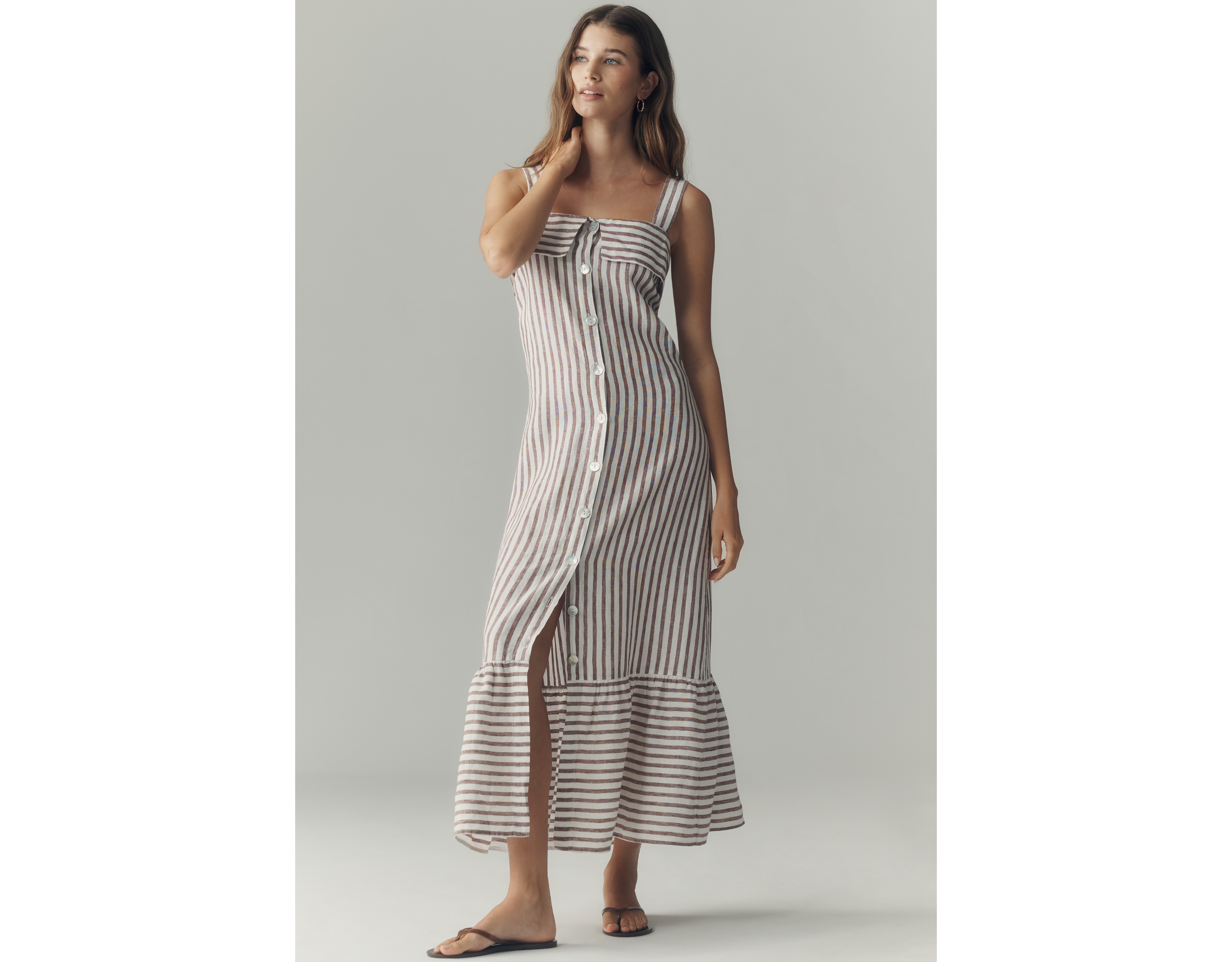 Nation Los Angeles Amelia 100% Linen Midi Dress