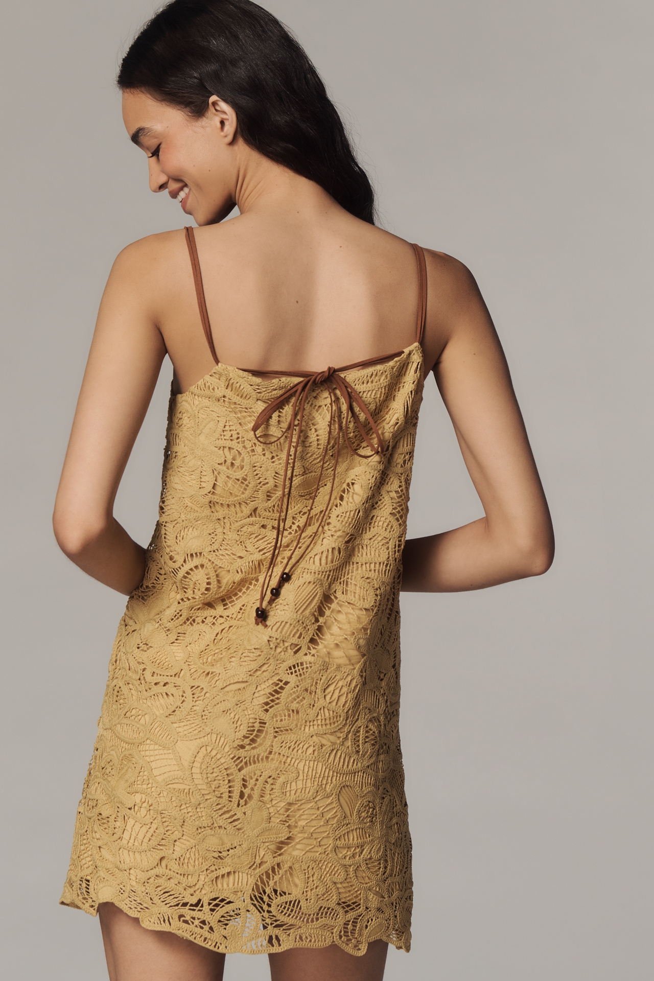 Line & Dot Tansy Lace Square-Neck Mini Dress