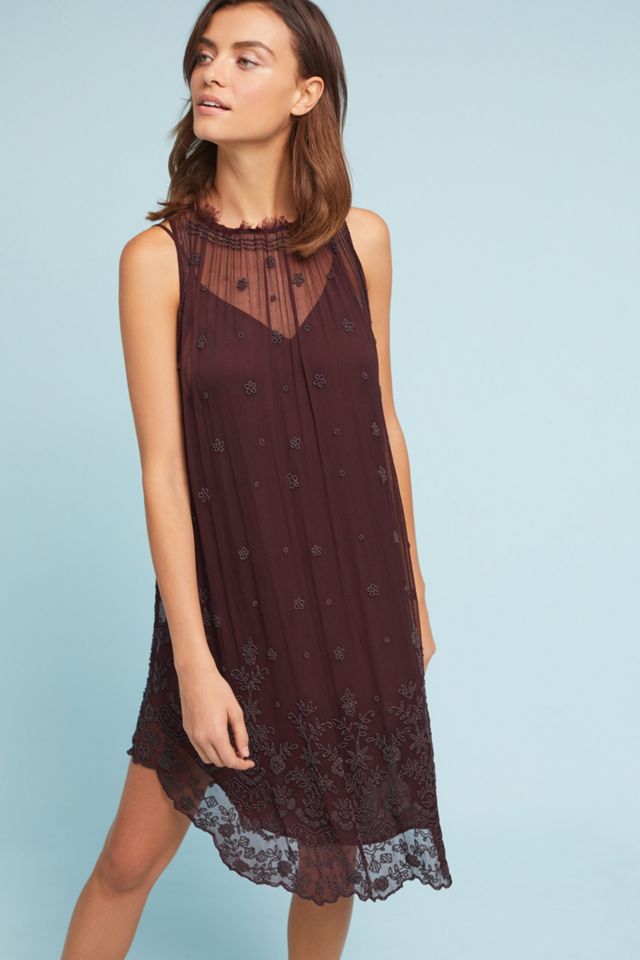 Beaded Mesh Swing Dress | Anthropologie