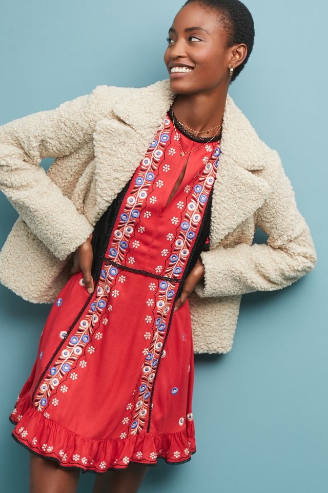 Anthropologie red floral dress sale