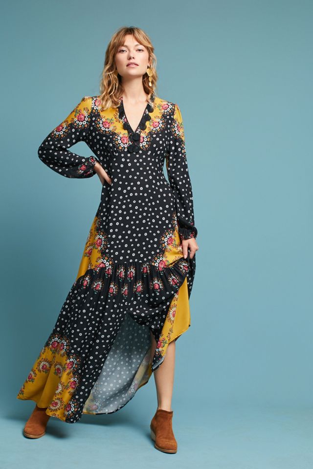 Farm Rio Floral-Blocked Maxi Dress #1