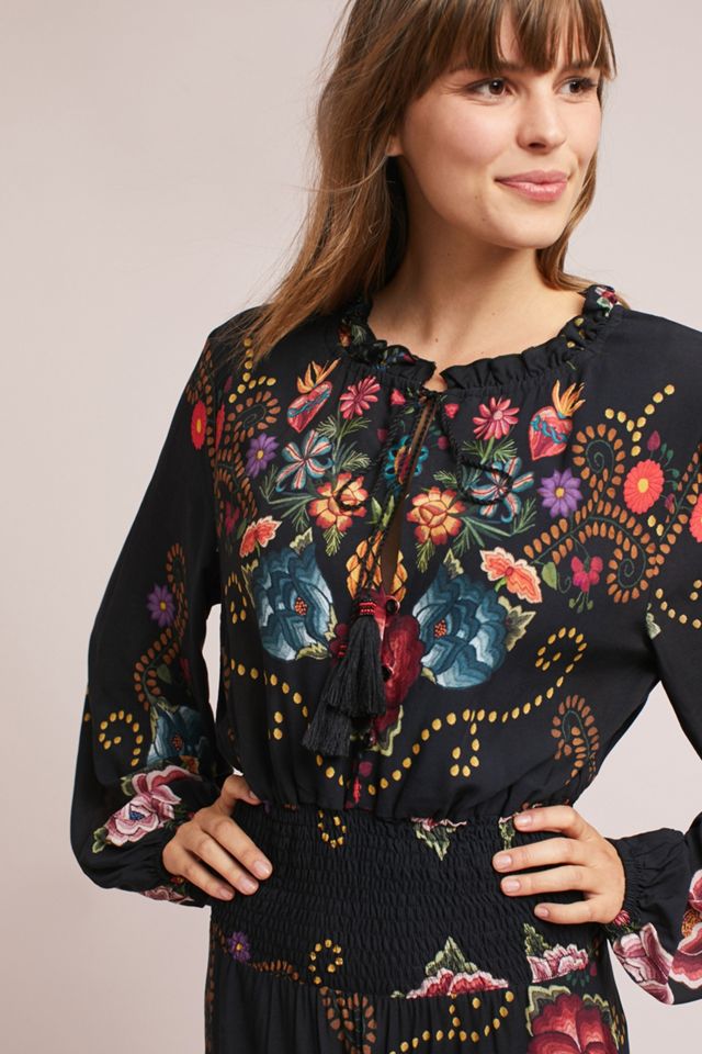Farm Rio Smocked Floral Dress #1