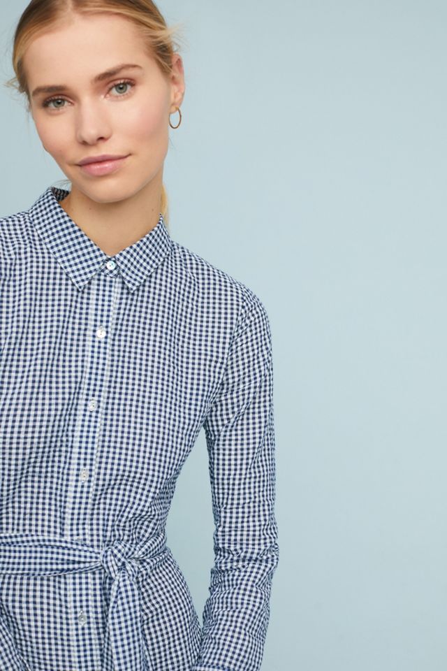 Belted Gingham Shirtdress #1