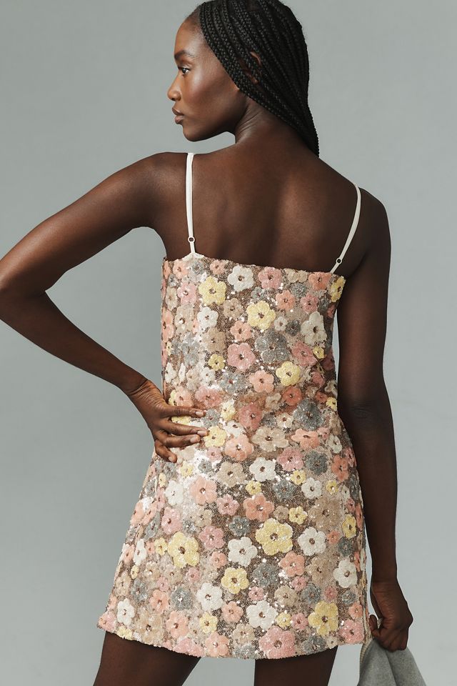 Blue Tassel Floral Shift Mini Dress #1