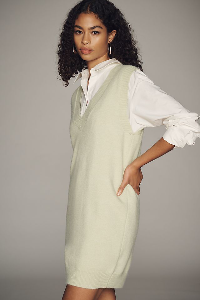 sweater vest dress Soft and stretchy light Sweater Vest & Striped Shirt