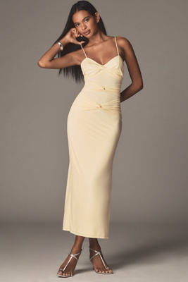 Sunday In Brooklyn Twist-front Fitted Midi Dress