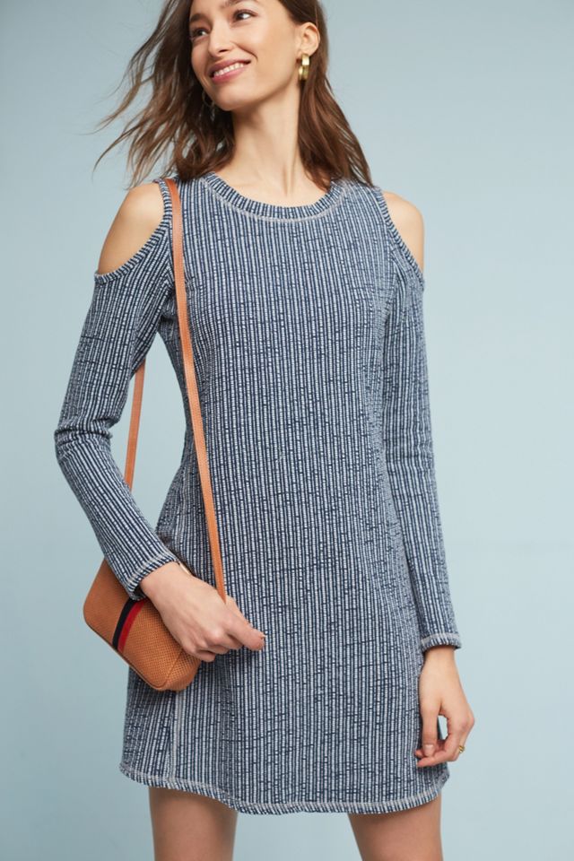 Textured Knit Open-Shoulder Dress #1