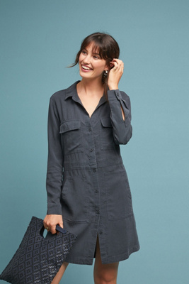 Cloth & Stone Utility Shirtdress In Black | ModeSens