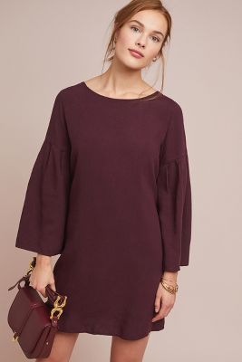 Cloth Stone Bell sleeved Tunic Dress In Purple ModeSens