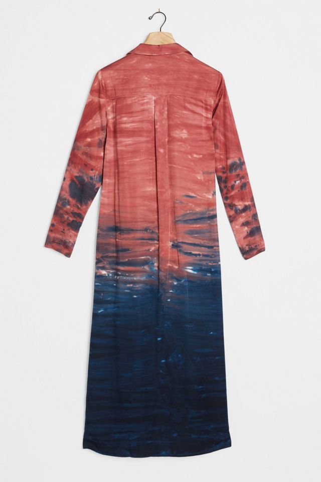 chinese dress ladies Lá causa - Anthropologie Pastel Tie Dye With Buttons and Ruffle Details  Maxi Dress (Size L)