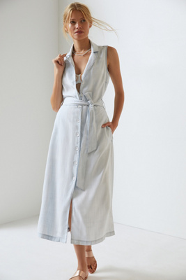 Cloth & Stone Buttonfront Maxi Dress In Blue ModeSens