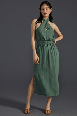 Cloth & Stone Linen Cross-Halter Maxi Dress | Anthropologie