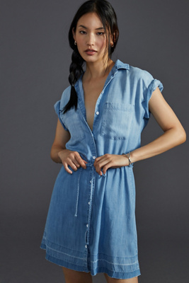 Cloth & Stone Cinched-Waist Mini Shirt Dress | Anthropologie