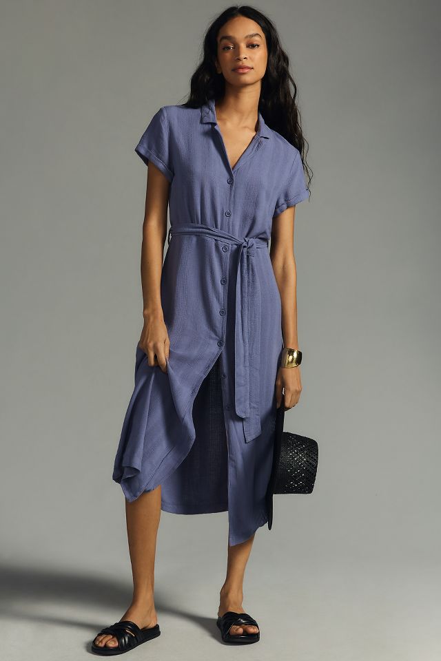 Sophisticated Charm Belted Button Down Dress