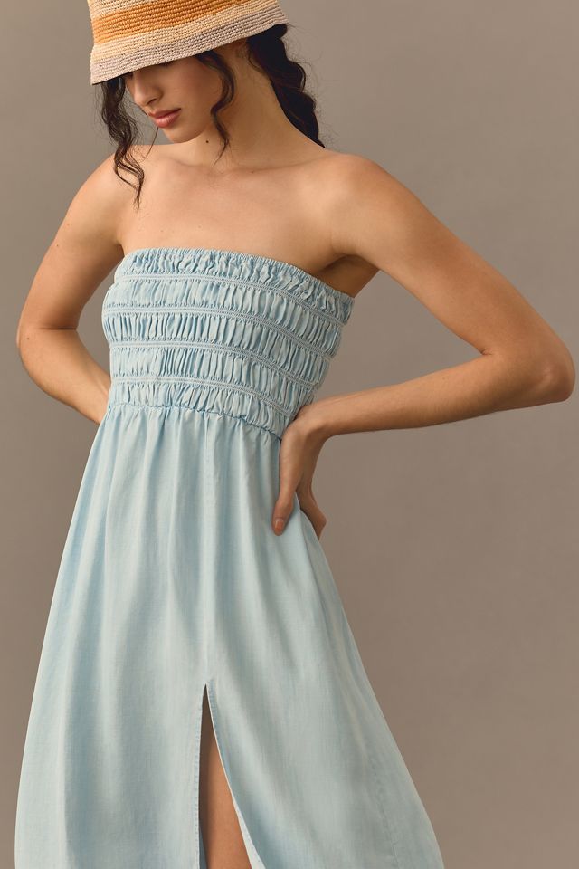 Bella Dahl Strapless Smocked Midi Dress #1