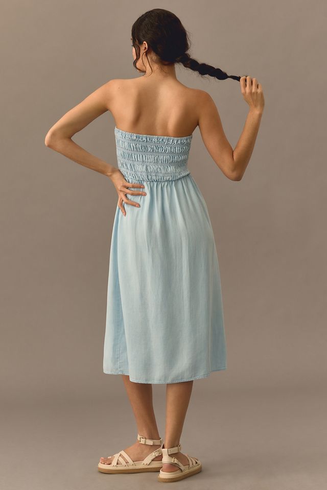 Bella Dahl Strapless Smocked Midi Dress #3