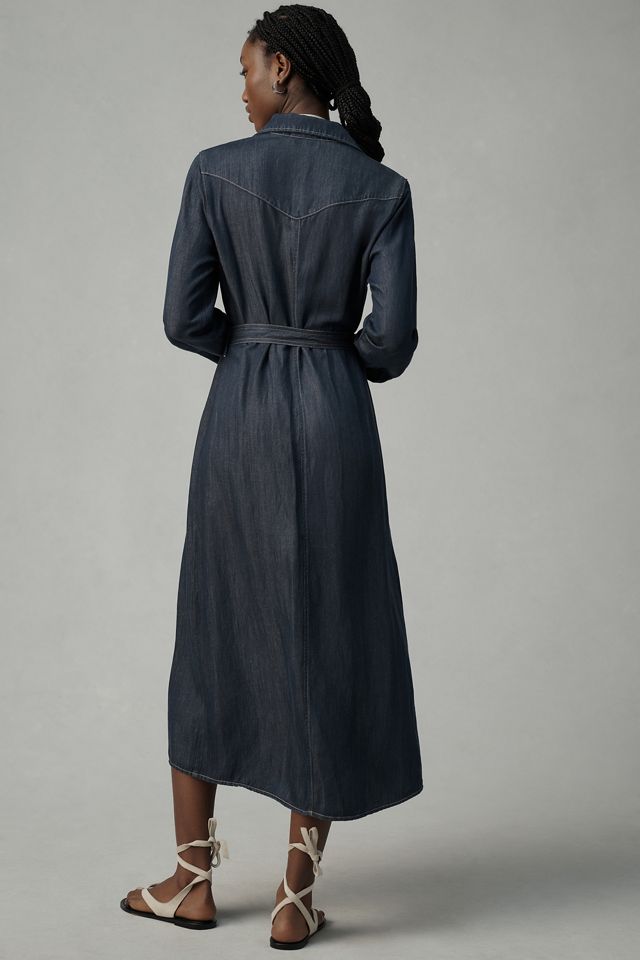 Bella Dahl Long-Sleeve Western Linen Midi Shirt Dress #2