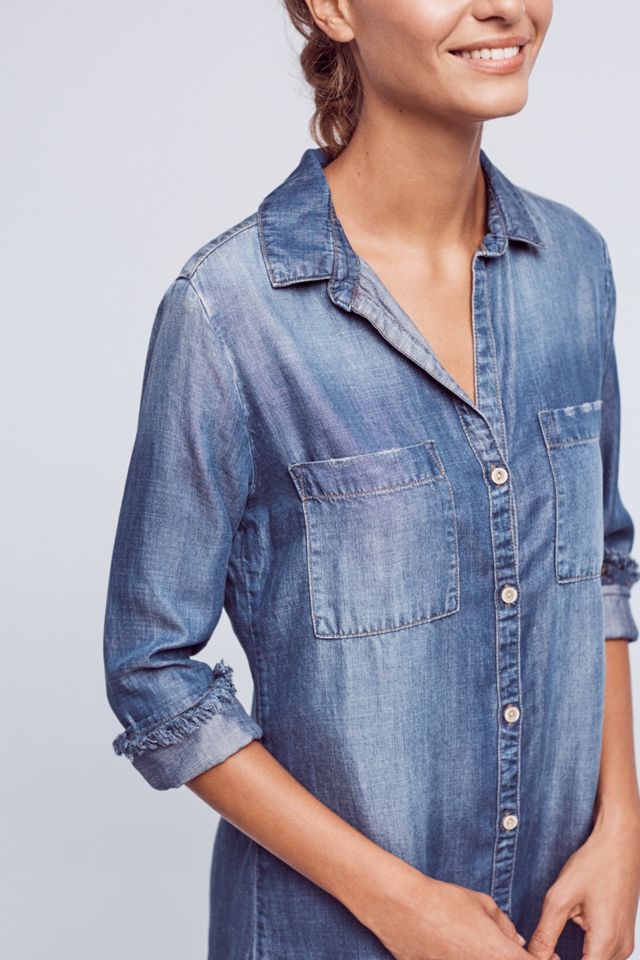 Fringed Chambray Buttondown Tunic #2