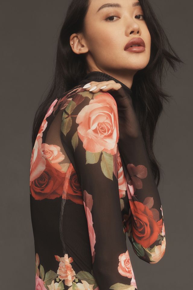 AFRM Mock-Neck Long-Sleeve Printed Midi Dress | Anthropologie