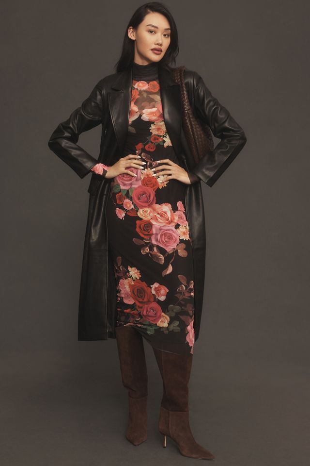 AFRM Mock-Neck Long-Sleeve Printed Midi Dress | Anthropologie