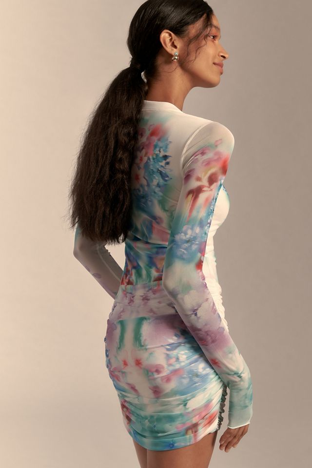 AFRM Mirza Ruched Mesh Mini Dress #1