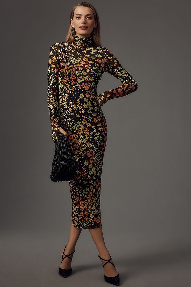 shein long dresses Mesh Crew Neck Sleeve Maxi Dress Size medium measures 61.50 from shoulder to hem Mesh Long Sleeve Sequin Sheath