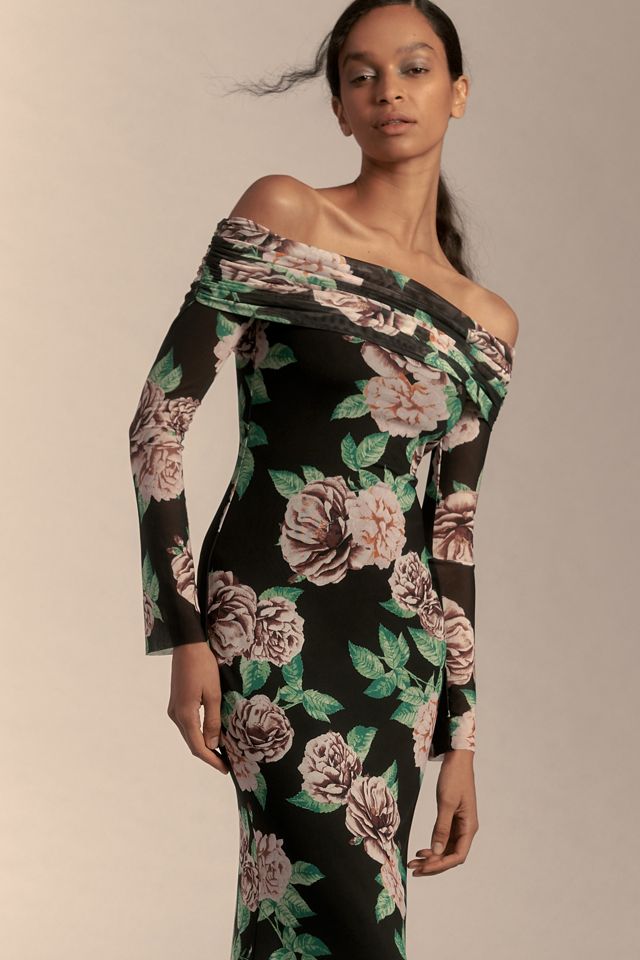 Robe longue en mesh à épaules dénudées et manches longues AFRM #2