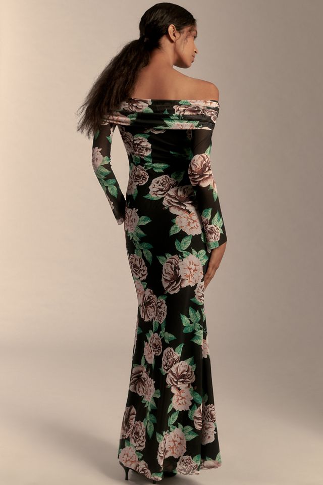 Robe longue en mesh à épaules dénudées et manches longues AFRM #3